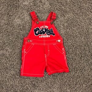 5/$25 OshKosh red and navy blue overall shorts